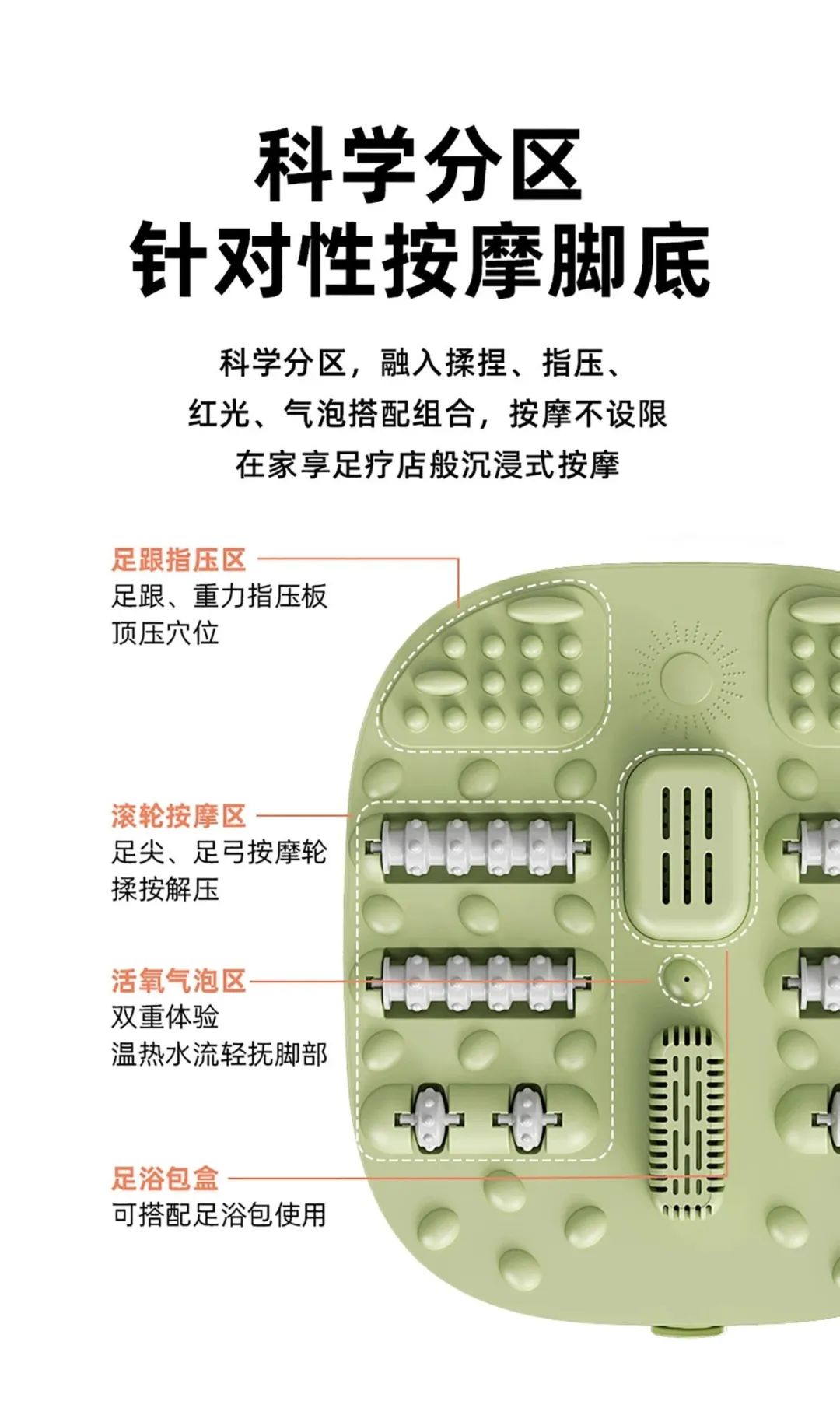 恒温足浴盆带按摩滚轮杀菌加热舒适方便